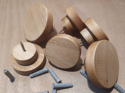 Pack De Percheros De Madera Redondos Estilo Nórdico 