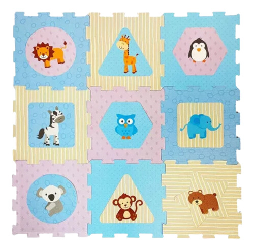 Alfombra Eva Animales 88x88 Cm 9 Piezas Afj 