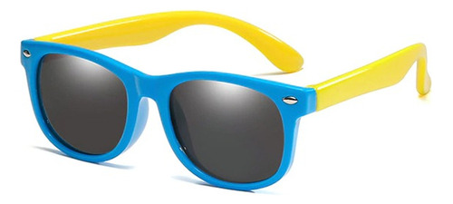 Óculos De Sol Bulier Modas Kids Colorê Infantil Flexivel Cor Azul Cor da armação Azul Cor da haste Amarelo Cor da lente Preto