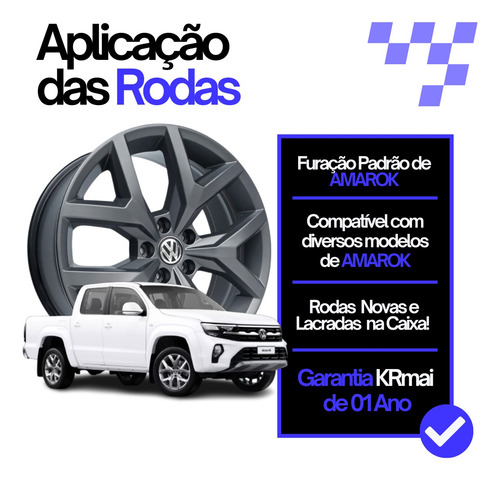 Jogo 04 Rodas Aro 22 Amarok V6 Highline Grafite Fosca