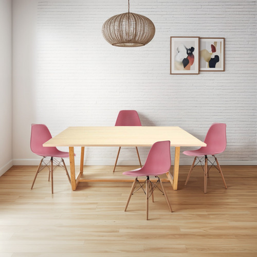 Set De Comedor Contempo Roble 4 Sillas Oslo Mundo In Color Rosa