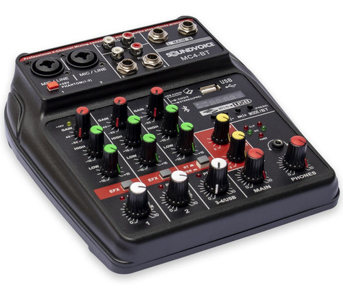 Mesa De Som Compacta 4 Canais Soundvoice Mc4-bt Usb