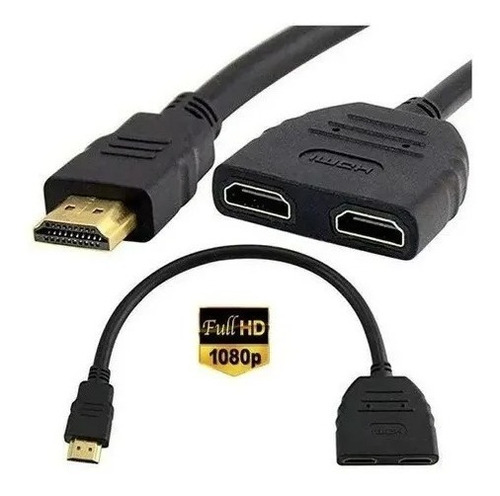 Divisor E Duplicador 1 Hdmi Macho Para 2 Hdmi Fêmea