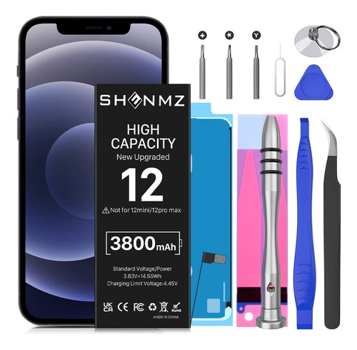 Shenmz High Capacity Battery For iPhone 12, 3000mah Upgrade