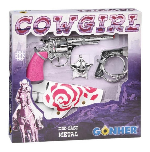 Juguete  Set Revolver Cowgirl Metal 8 Tiros  - Gonher