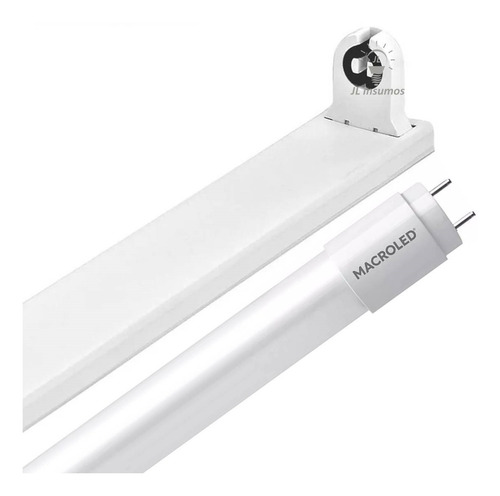 Pack 2 Liston 120cm Simple Con Tubo Led 18w Vidrio Macroled