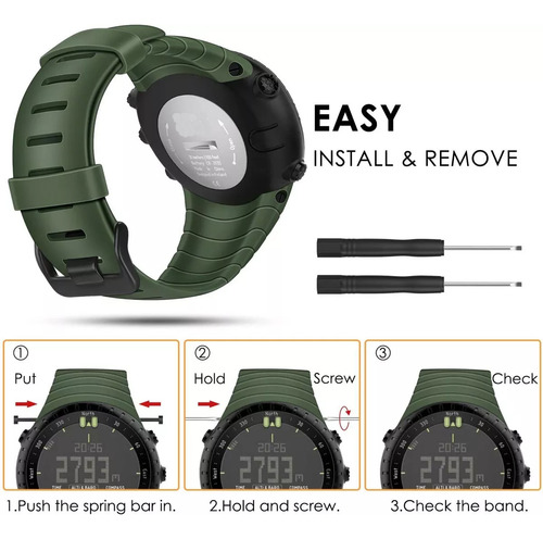 Correa De Reloj For Suunto Core Smartwatch Color Oliva