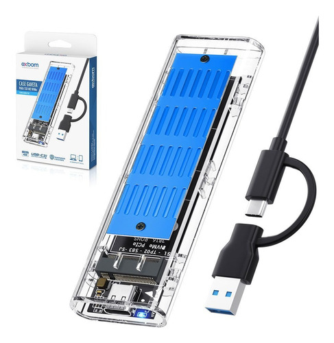 Case Transparente Ssd M.2 Nvme Conector Usb Tipe C Android