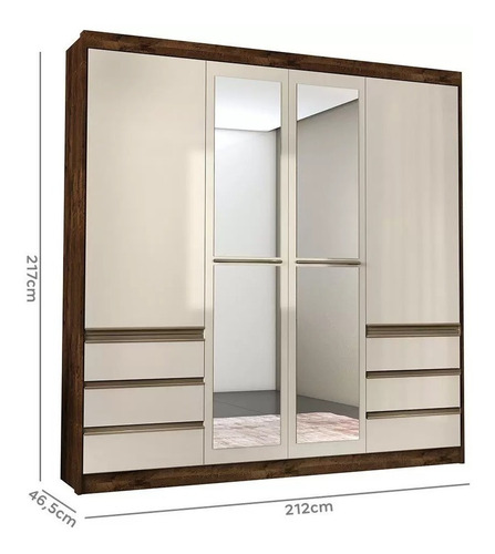 Imagen 4 de 7 de Placard Ropero 4 Puertas 6 Cajones 212x212x047 - Alvorada