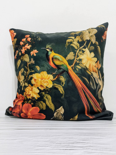 Almohadon Pana Estampada Pavo Real 40 X 40 Negro Pavo Real 1