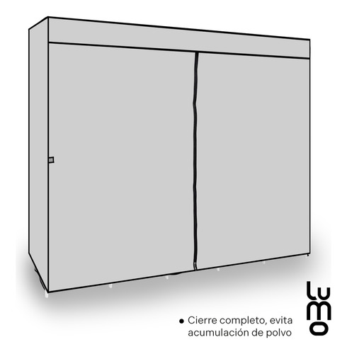 165cm Closet Grande Ropero Armario Reforzado Portatil Color Gris claro