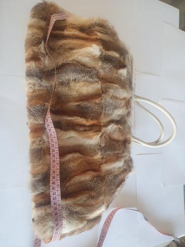 Cartera Bolso Cuero Y Piel Zorro Con Detalles De Vidriera Beige Oro