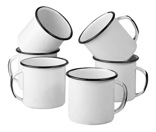 Klikel Juego de tazas de té y platillos – Juego de 6 tazas de café blanco –  Platos de 6 pulgadas y tazas de 8.5 oz – Juego de taza de capuchino y