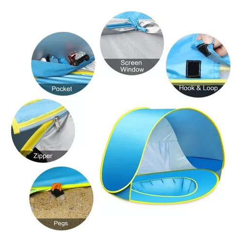 Fweaad Carpa De Playa Para Niños Con Piscina Con Protección