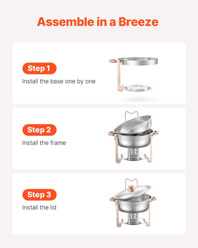 Juego De Platos Para Buffet, De Acero Inoxidable, Vevor, 5 L