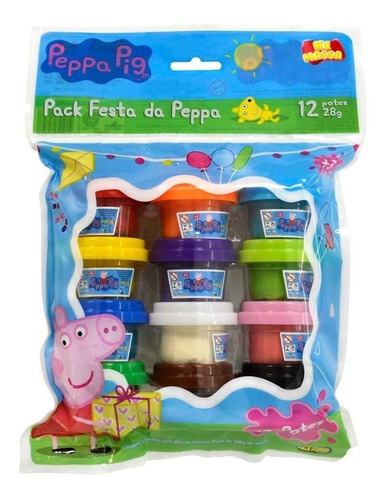 Brinquedo Massinha Pacote Festa Da Peppa Pig Sunny 12 Potes