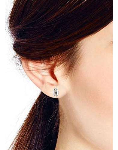 Aretes De Plata De Ley 925 Con Concha De Cauri Y Ambiente Pl