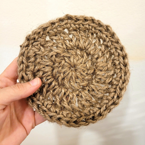 Posavasos/ Posatazas Crochet Yute X 4 Unidades Lisa Marrón Claro