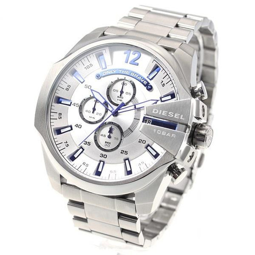 Reloj Diesel Hombre Dz4477 Nuevo Original Mega Chief Platead