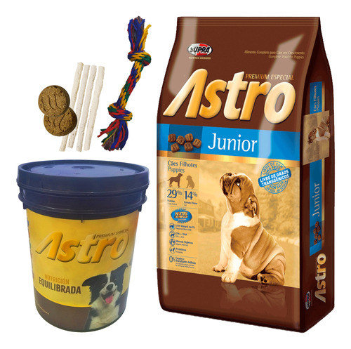 Comida Perro Cachorro Astro Junior 15 Kg + Contenedor