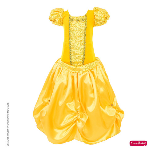 Fantasia Infantil Bela A Fera Princesa Dourada Luxo Com