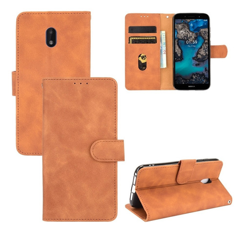 Funda De Piel De Color Sólido Para Nokia C1 Plus