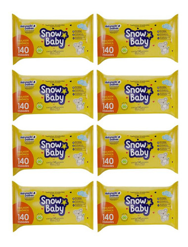 Kit 8 Toalha Umedecida Hidratação Intensa 140 Un - Snowbaby