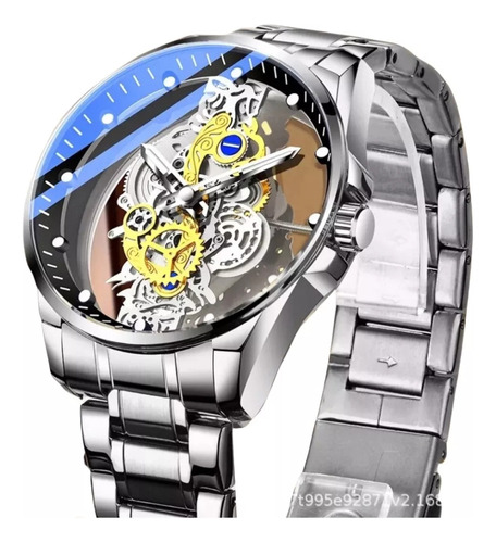 Reloj Skeleton Transparente En Acero Inoxidable