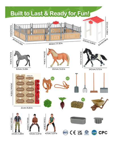 Juego De Establo Para Caballos De Juguete Con 3 Caballos Y 2 Color