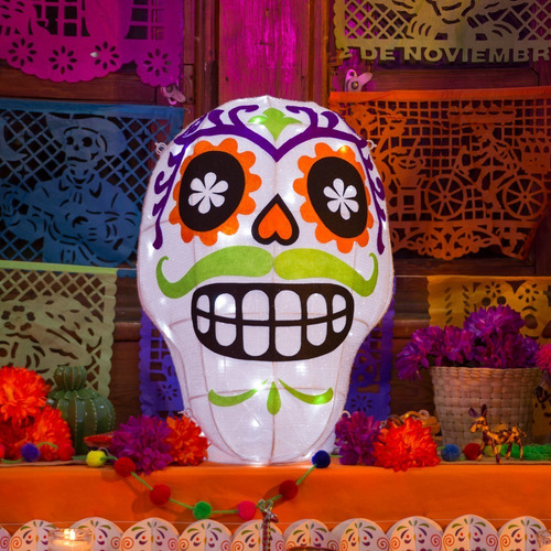Calavera Grande Halloween Dia De Muertos Iluminada Msi