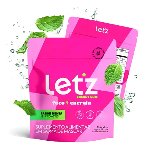 りったんページ Chiclete Energético Letz Gum Pré Treino Cafeína Taurina 1 Un