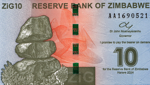 Billete De Zimbabue 10 Dolar Nuevo Sn Circular Chiremba 2024