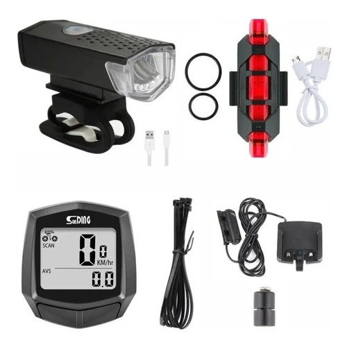 Kit Accesorios Bicicleta Linterno+parpade+velocímetro