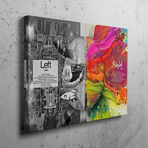 Cuadro Decorativo Canvas Artística Esquema Cerebro Color Multicolor