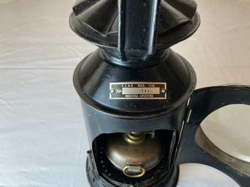 Antiguo Farol Ferroviario De Hierro Negro Para Señalero (Usado)