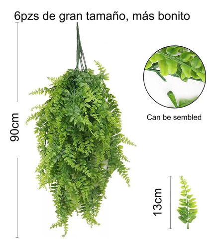 Planta De Samambaia Artificial Baidai, 6 Peças Longas