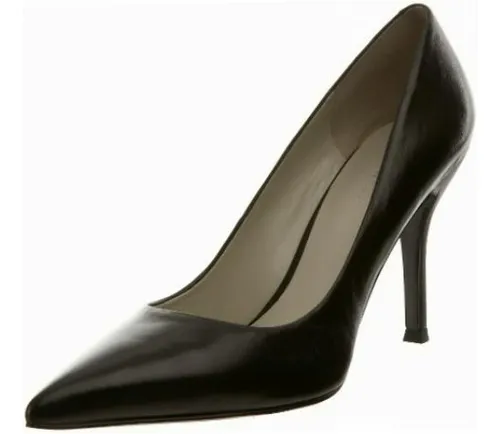 Nine West Zapatos De Tac n De Lino Para Mujer Cuero Negro