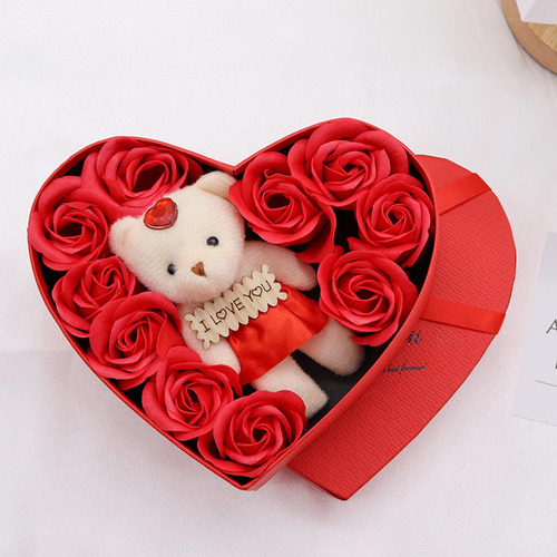 Caja De Flores De Rosas De Jabón, Flores Artificiales Para