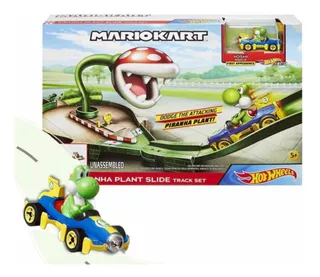 Hot Wheels Mario Kart Circuito Pista Piraña + Yoshi Mach 8