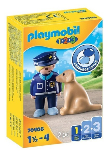 Playmobil Policía Con Perro Sentado Línea 1.2.3 2 Piezas