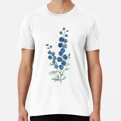 Remera Diseño Acuarela Delphinium Belladonna Algodon Premium