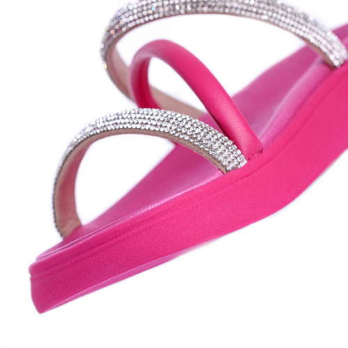 Sandália Chinelo Moleca Rosa Barbie Napa Com Strass