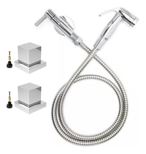 Ducha Higiênica Quadrada Supr Luxo +2 Acab Cr + 2 Conv Docol Acabamento Brilhante Cor Prateado