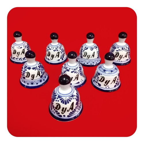 Imagen 2 de 10 de Set 60 Campanas Talavera Poblana Personalizada Iniciales Cmp