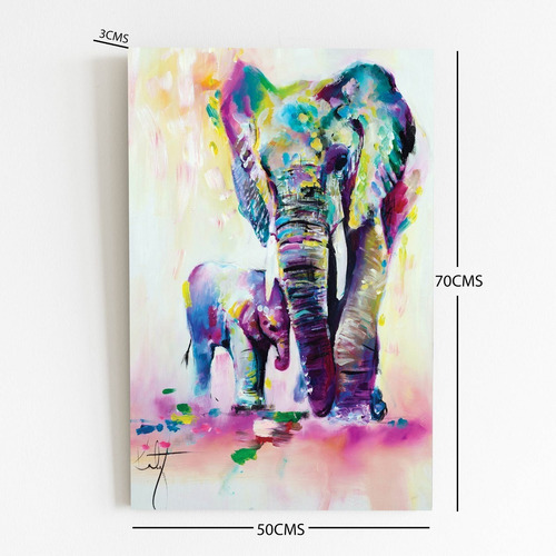 Imagen 2 de 3 de Cuadro 70x50 Cms Decorativo Elefante3