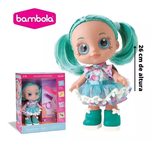 Boneca Rainbow Girls - Cabelo Colorido Verde Mint De Vinil