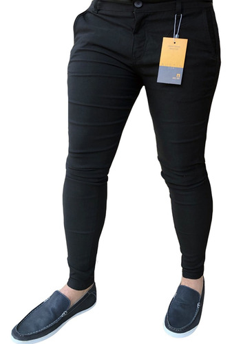 Imagem 2 de 5 de Calça Alfaiataria Preta Bengaline Skinny Social Premium