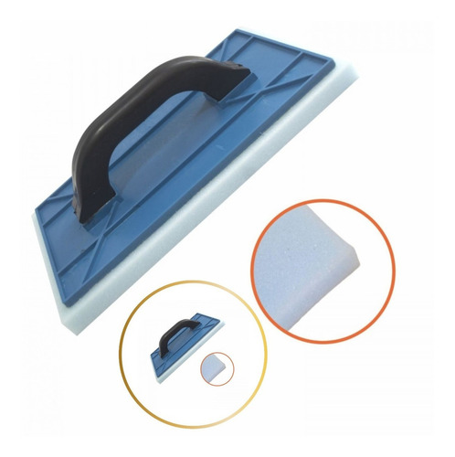 Desempenadeira Plástica Azul Com Espuma / Filtro 14x27cm