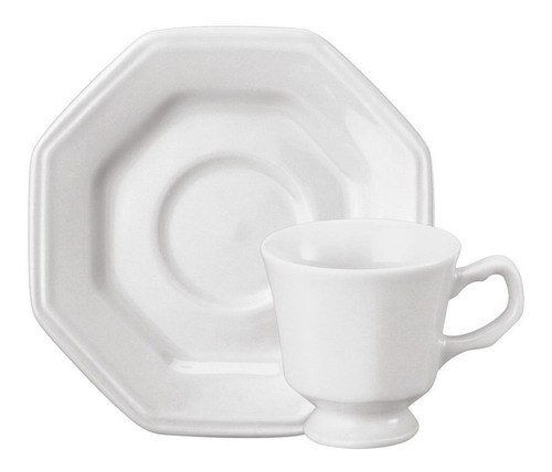 Xícara Café Com Pires Porcelana 80ml Prisma Branca Schmidt