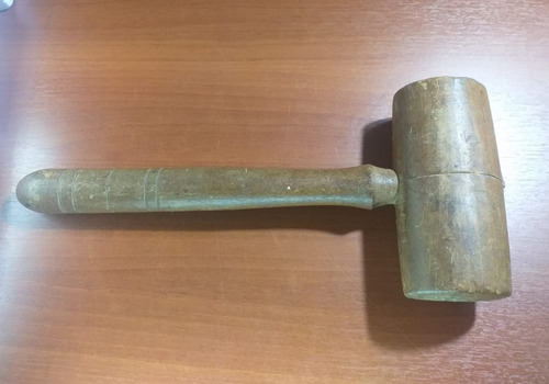 Martillo De Madera Cabeza Redonda De Carpintero Antiguo (Usado)